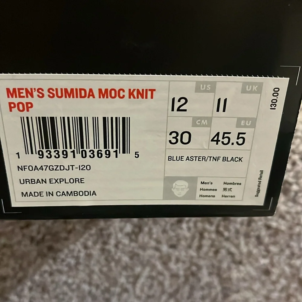 The North Face Sumida Moc Knit Pop Shoes Sneakers new black blue Men’s Size 12